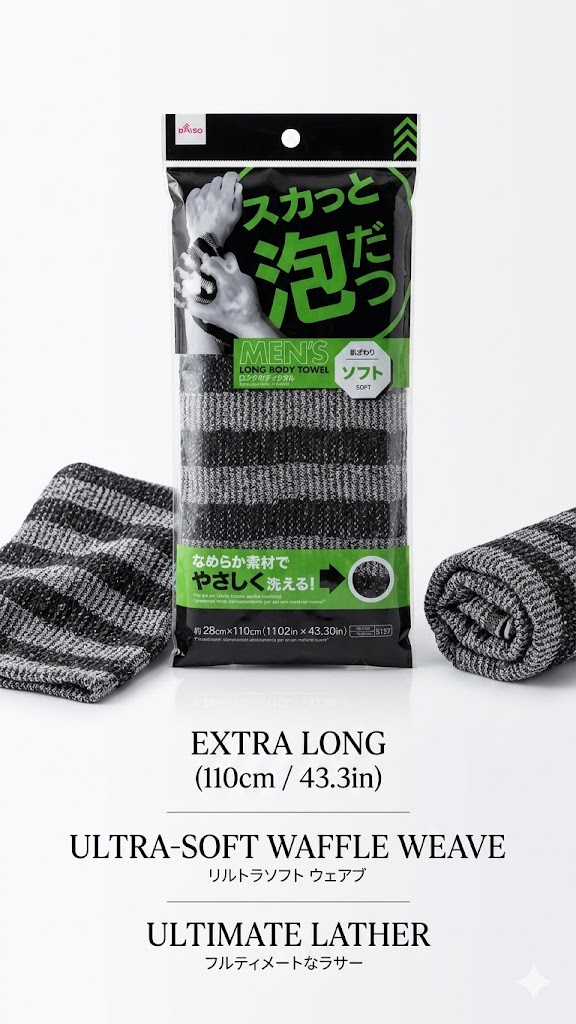 Daiso Men's Long Body Towel (Extra Long)